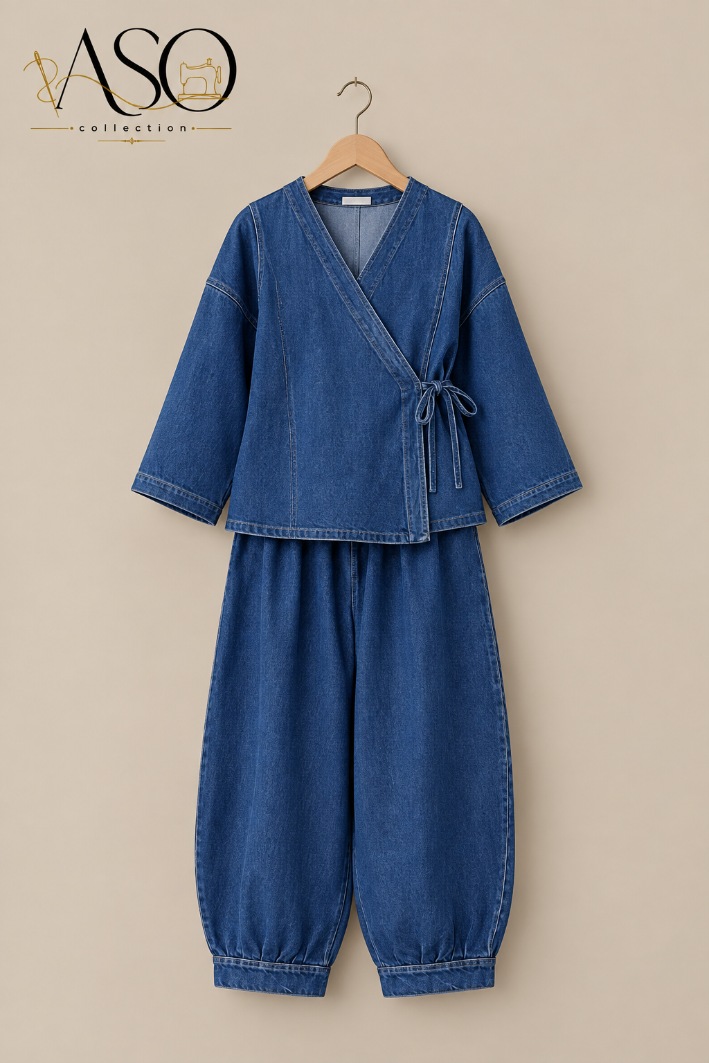 ست شومیز شلوار جین آبی آنابل | ASO Collection