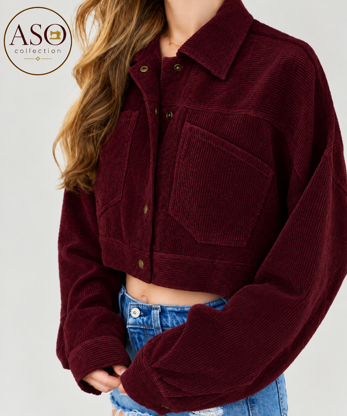 کراپ کت مخمل کبریتی آیسا | ASO Collection