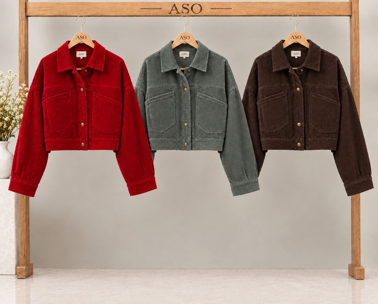 کراپ کت مخمل کبریتی آیسا | ASO Collection
