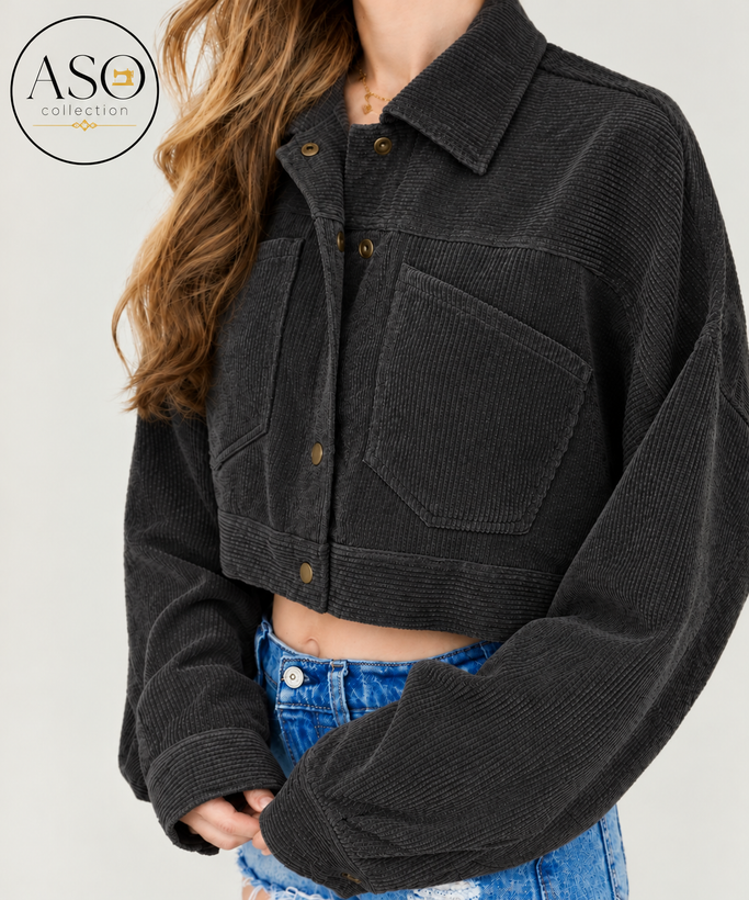 کراپ کت مخمل کبریتی آیسا | ASO Collection