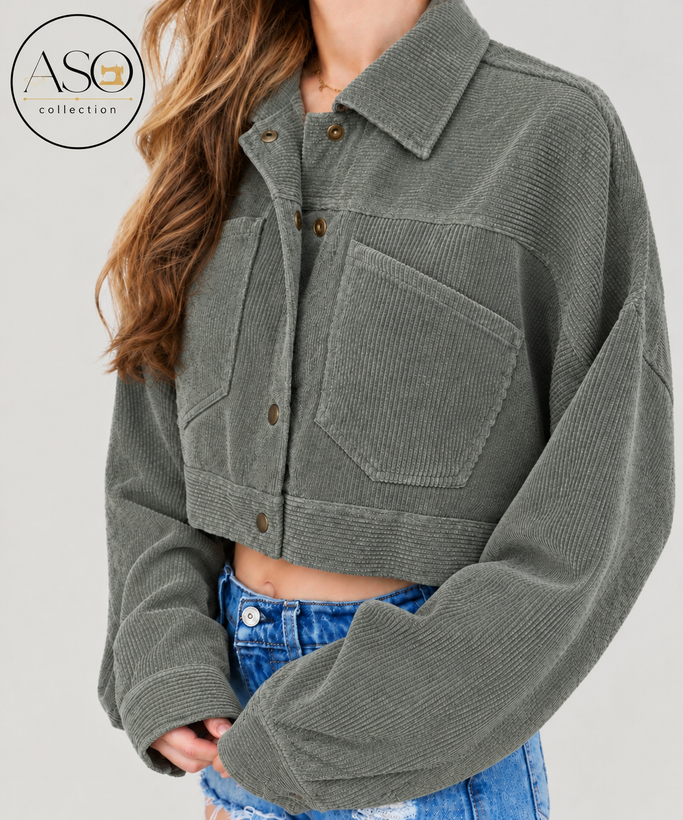 کراپ کت مخمل کبریتی آیسا | ASO Collection