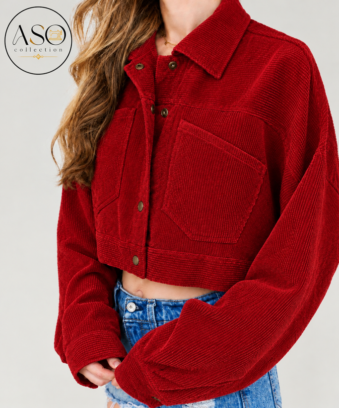کراپ کت مخمل کبریتی آیسا | ASO Collection