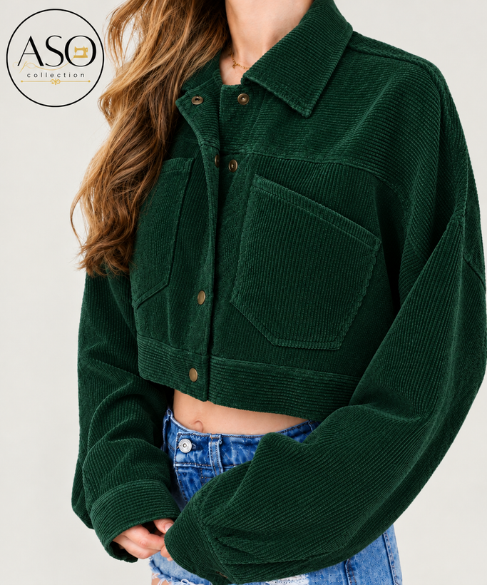 کراپ کت مخمل کبریتی آیسا | ASO Collection