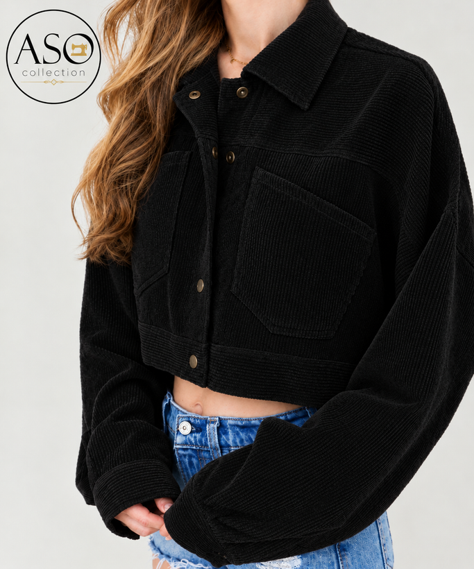 کراپ کت مخمل کبریتی آیسا | ASO Collection